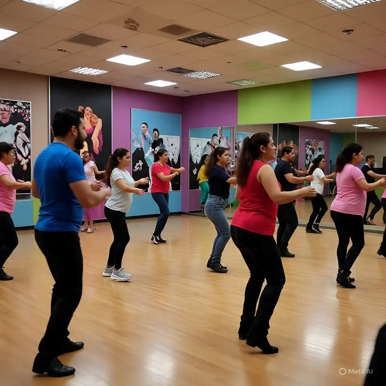 Estudiantes practicando bachata